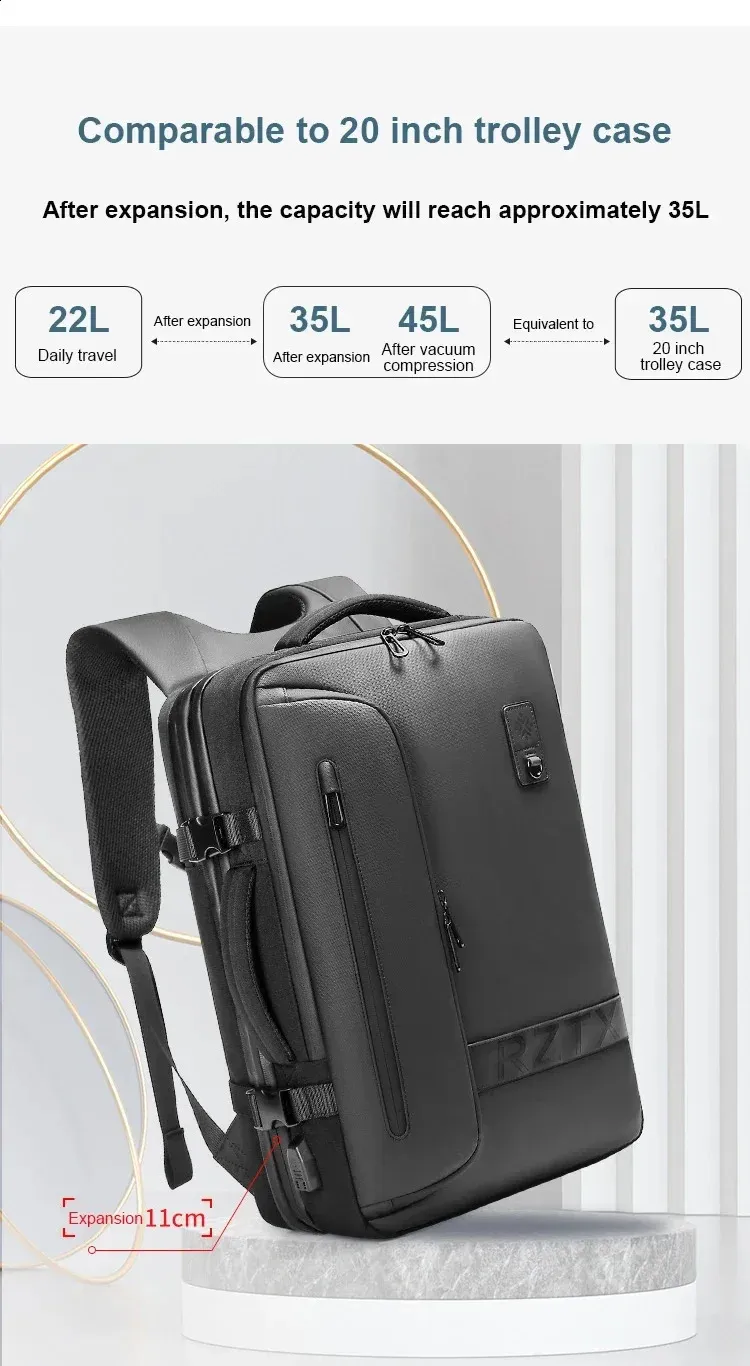 Airback Travel Men 16 inch Laptop Backpacks Vacuum Compression Expandable Business Back Pack School Backpack 240730_voghion.com