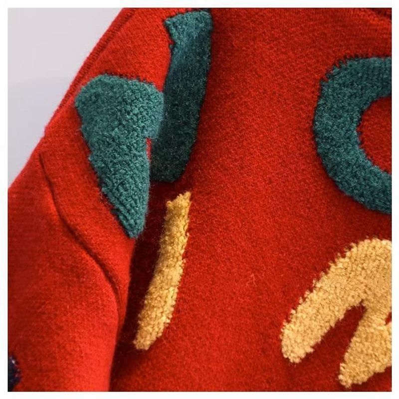 Women's Clothing Fat mm stylish horn button letter sweater jacket for women autumn and winter new large size loose lazy_voghion.com
