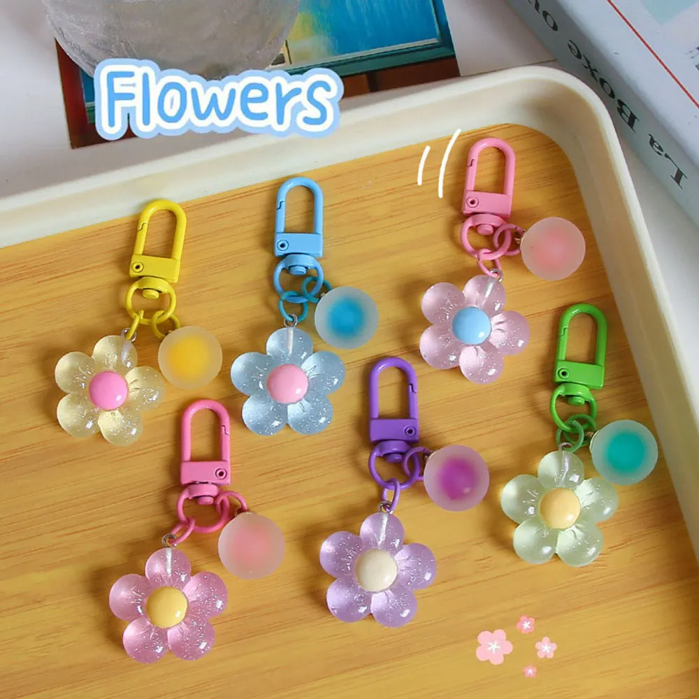 6Pcs Bunte Harz Blume INS Schlüsselanhänger Koreanischen Stil Niedliche Tasche Schlüsselanhänger Großhandel Auto Schlüssel Zubehör_voghion.com
