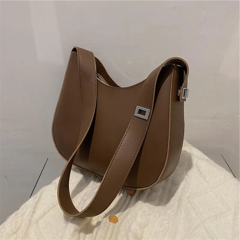 Yogodlns Half-Moon Shoulder Underarm PU Leather Armpit Retro Crossbody Bag Designer Ladies Portable Handbag Totes Purse_voghion.com