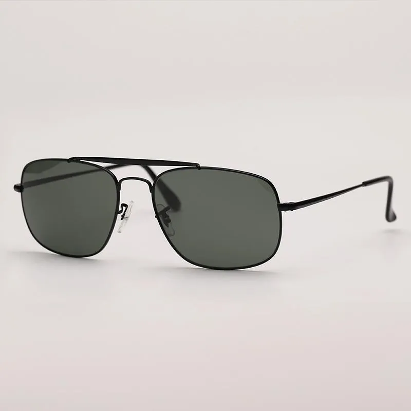 Klassische Eckige Metallsonnenbrille Mit Doppelsteg Unisex_voghion.com