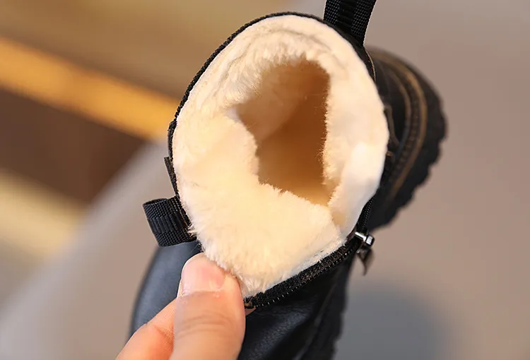 Botas de nieve Happysteps de piel sintética para bebé, muy cálidas, para otoño e invierno, para niño y niña, talla 38-44_voghion.com