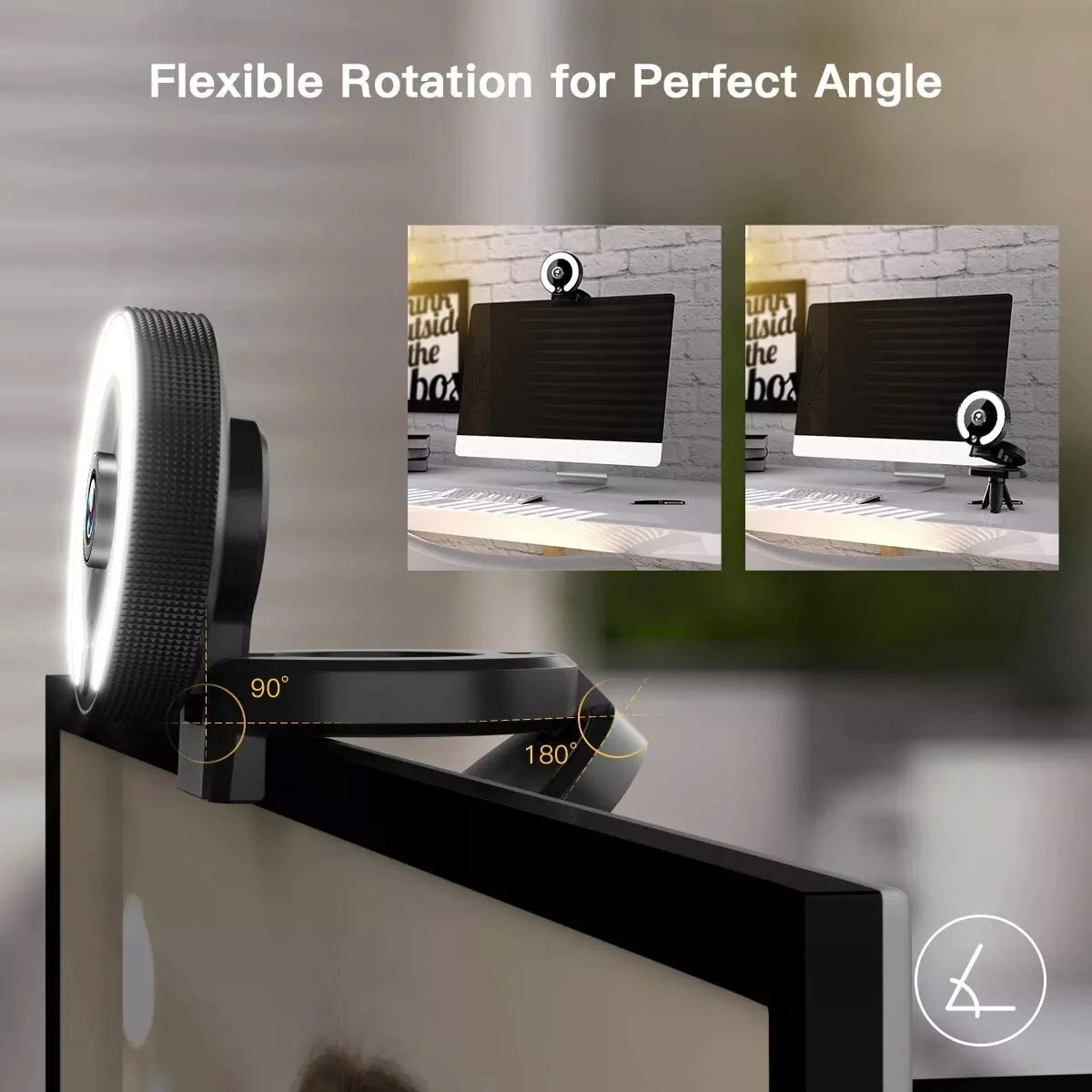 Cameră web HD 4K PC Laptop Cameră web 2K 15-30fps Mini cameră USB cu microfon/trepied/lumină de umplere LED pentru întâlniri în flux live_voghion.com
