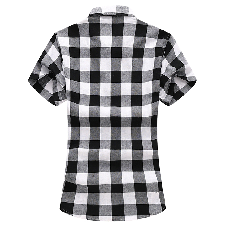 Camicia da uomo estiva a maniche corte a quadri a righe, casual, in cotone, bianca, rossa, verde, grigia, blu_voghion.com