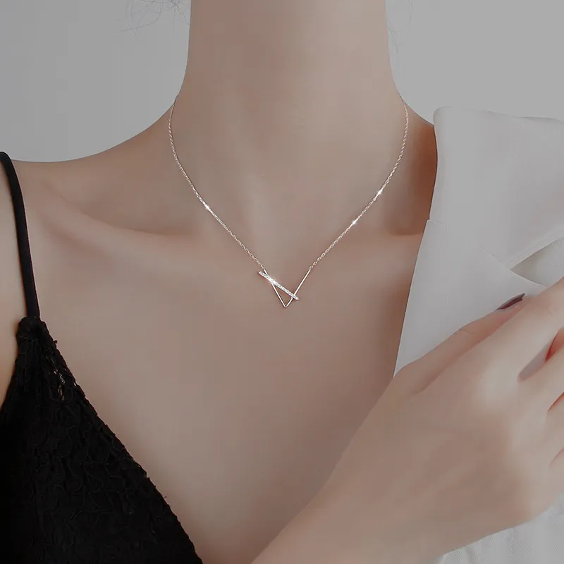 Collier minimaliste géométrique en zircon pour femme, chaîne de clavicule créative, classique, élégante et douce, pour mariage_voghion.com