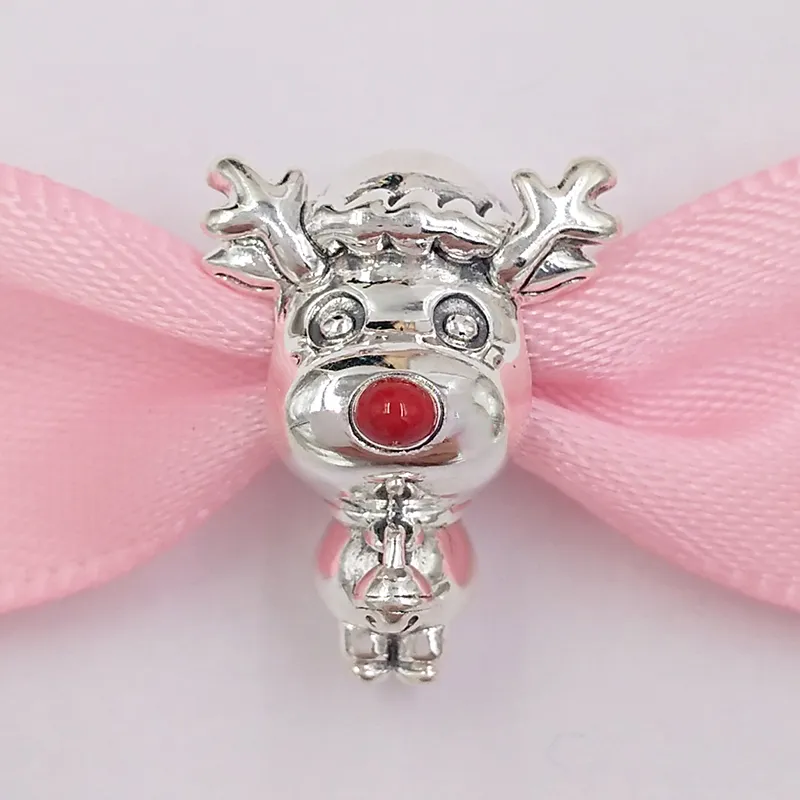 Berlocker smyckestillverkningskit sterling sier fint halsband för kvinnor kedja pärlor Rudolf med röda näsan ren jul herrhänge_voghion.com