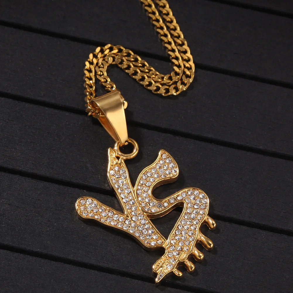 Personalisierte Gold Iced Out Herren VS Initialen Pedant Kubanische Kette Halskette Voller Diamant Hip Hop Schmuck Geschenke für_voghion.com