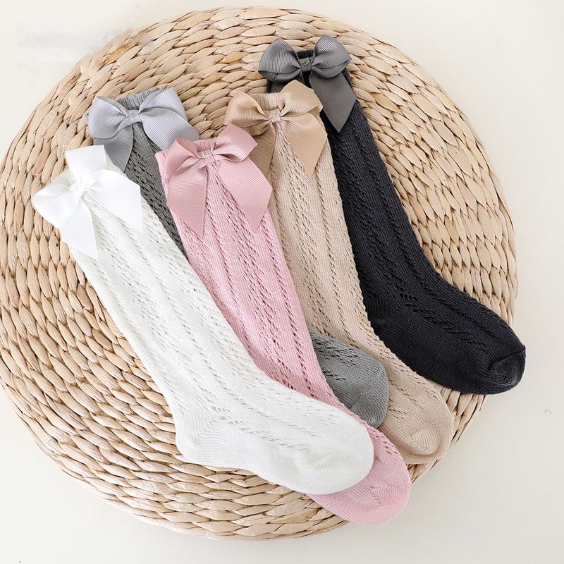 Neu Sommer Baby Knie Hohe Socken Kinder Mädchen Bogen Lange Socke Weiche Baumwolle Mesh Atmungsaktive Kinder_voghion.com