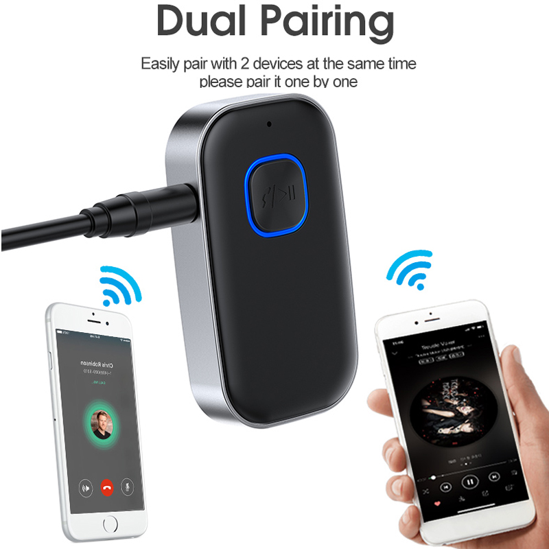 Bluetooth 5.0 audio raidītājs-uztvērējs 2 vienā 3,5 mm audio AUX adapteris automašīnas TV austiņām, skaļrunim, audio mūzikai, Aux brīvroku sistēmai_voghion.com