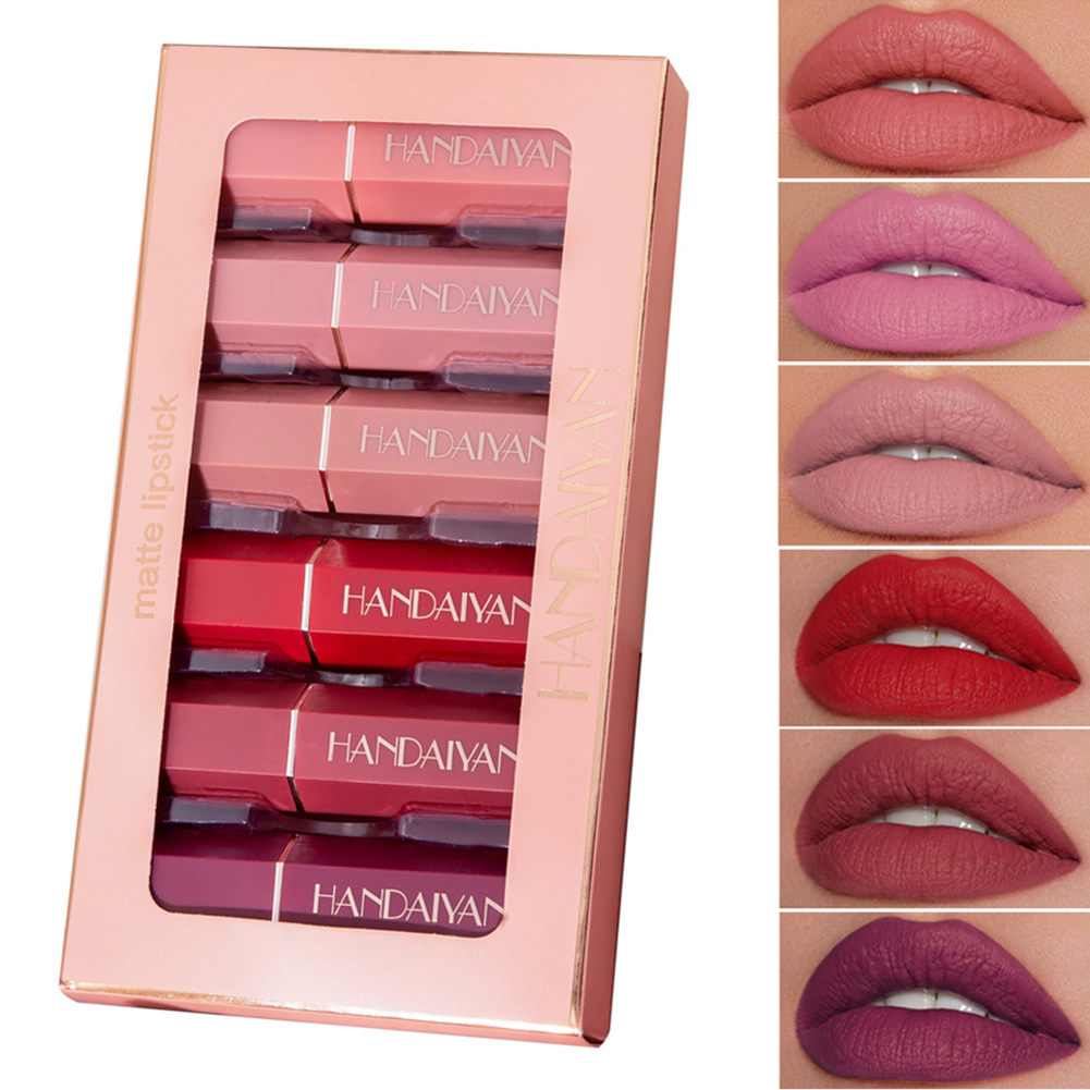 Gwong 6 couleurs mat longue durée non collant rouge à lèvres brillant à lèvres cosmétique