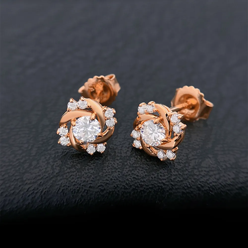 Cercei cu diamant și floare Charm Vvs, model moissanit, pentru femei, cercei rotunzi din argint, cu șuruburi pentru bărbați, bijuterii de înaltă calitate, testare gratuită_voghion.com