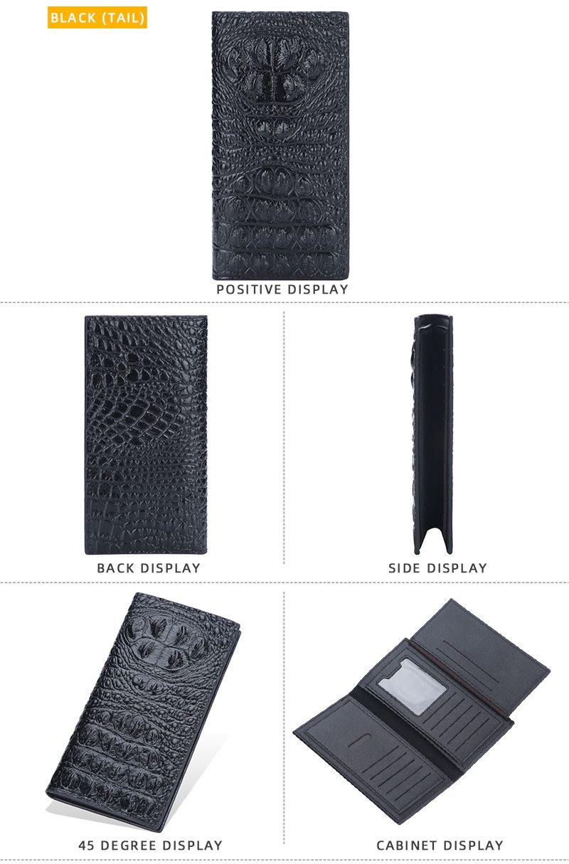 Baellerry Crocodile Head Multi-card Zipper Clutch Business Thin Wallet_voghion.com