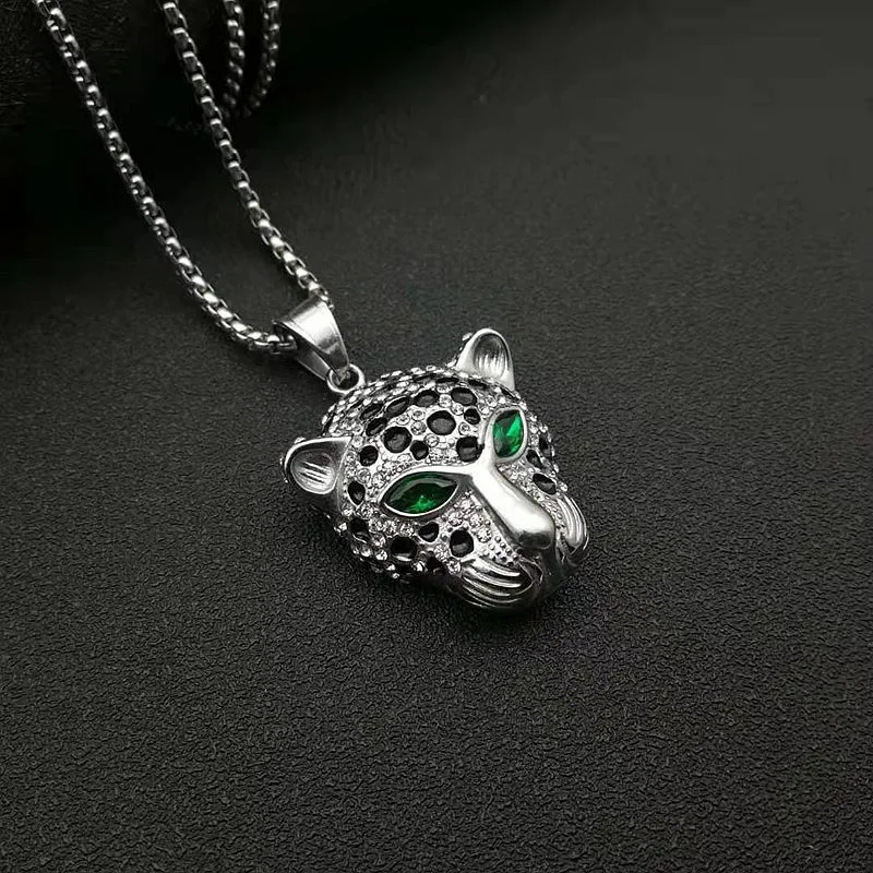Collier avec pendentif tête de léopard Hip Hop Cool cadeau pour hommes en acier titane plaqué or bijoux rap_voghion.com