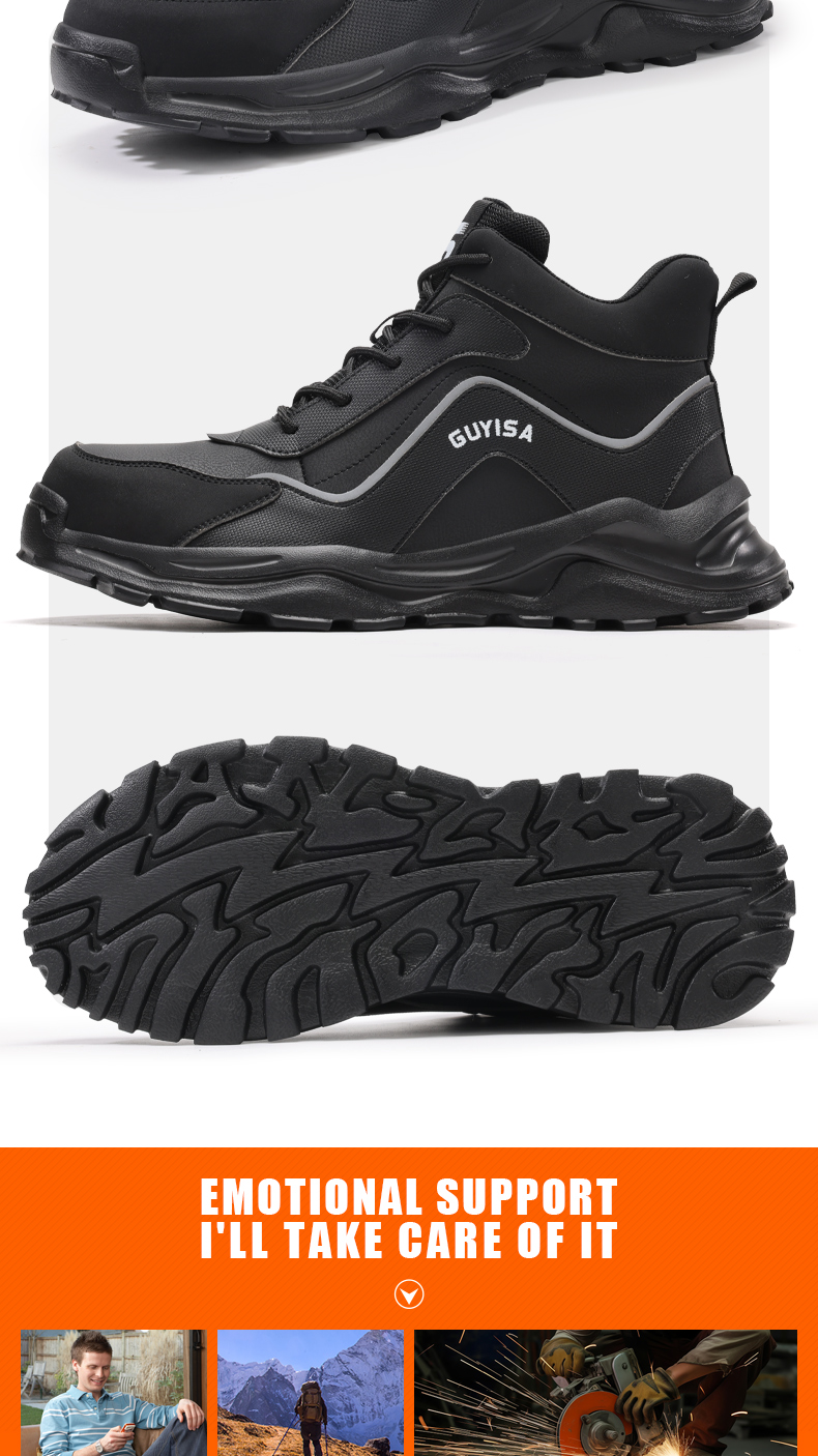 Zapatos de seguridad GUYISA, botas con punta de acero, superligeras, de corte alto, resistentes al desgaste, suaves, color negro, 38-45 F077_voghion.com