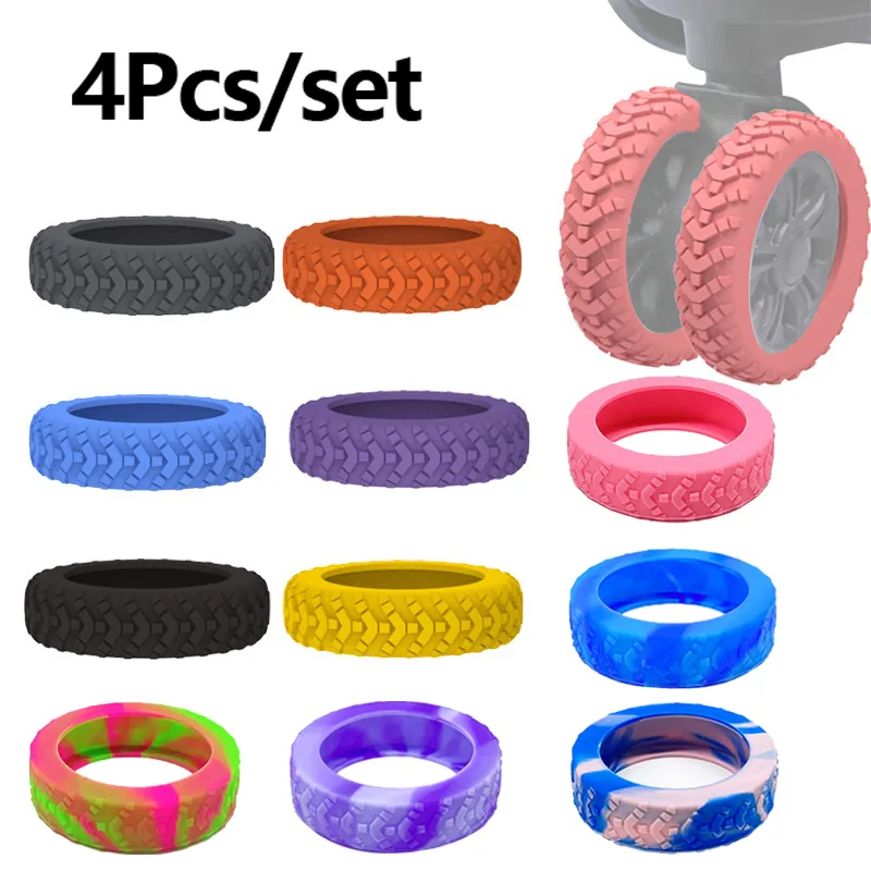 4PCS/Set Silicone Travel Lage Caster Shoes Reduce Wheel Wear Suitcase Parts Axles Trolley Box Casters Cover With Silent_voghion.com