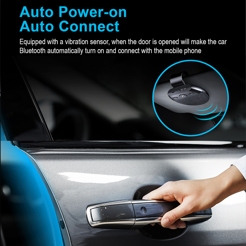 Wireless Bluetooth Car Kit Sun Visor Handsfree Speaker Audio Adapter Noise Cancellation Support Siri Voice Control for IPhone_voghion.com