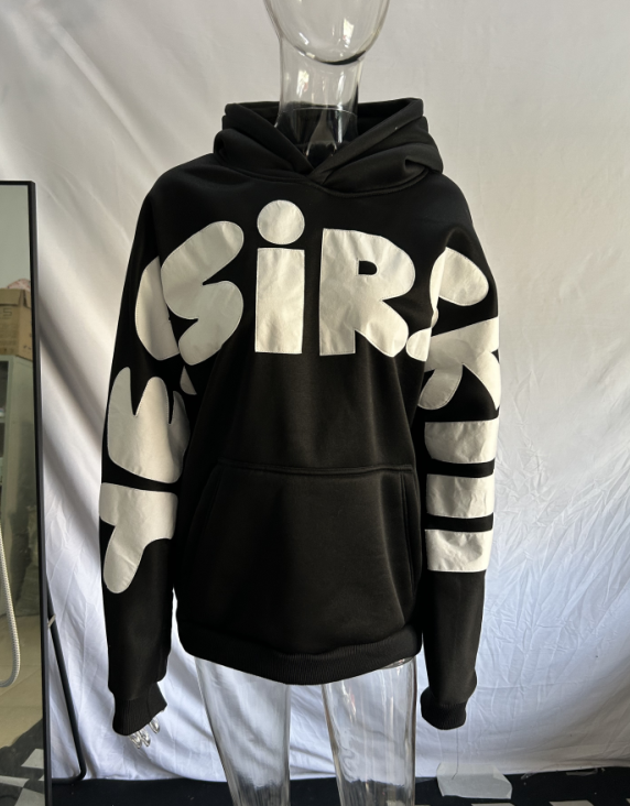 Men’s Clothing Retro Patch Embroidery Loose Pullover Long Sleeved Tops Casual Loose Hooded Sweatshirt Men