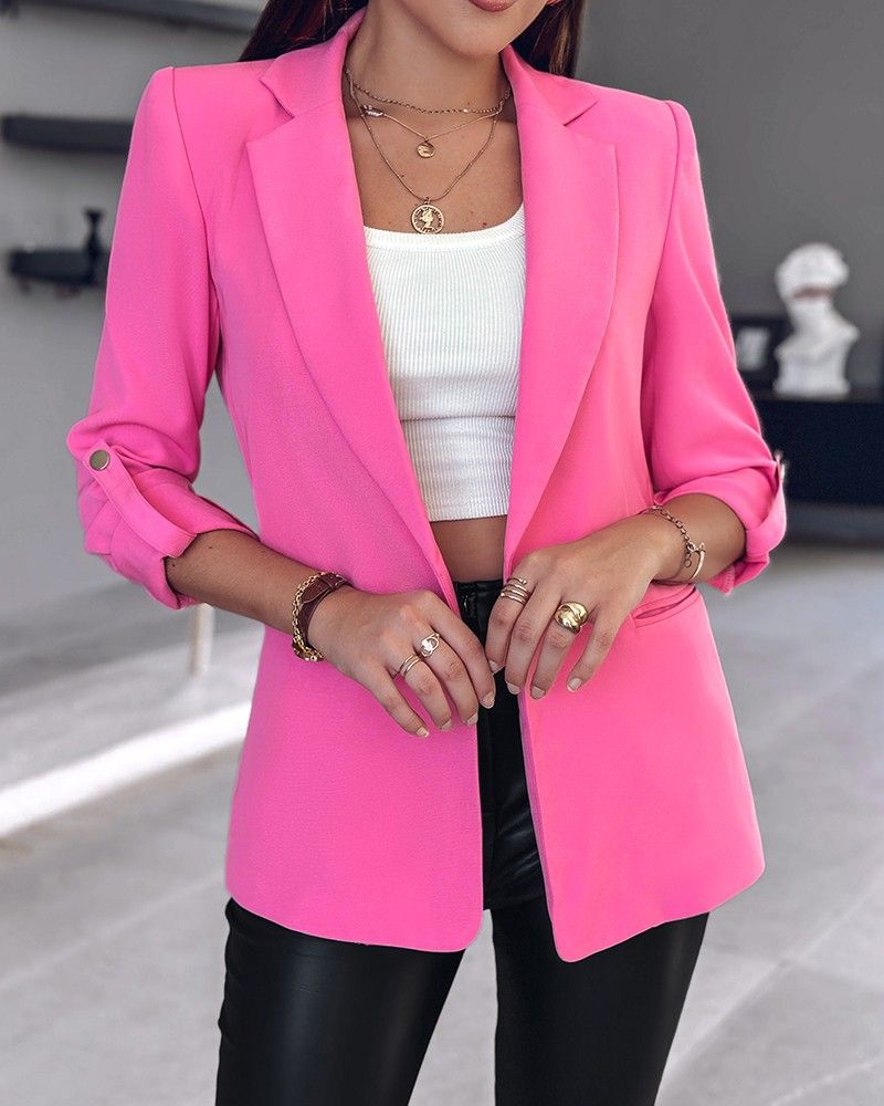 Abbigliamento Donna elegante temperamento colletto manica lunga tinta unita abito giacca autunnale_voghion.com