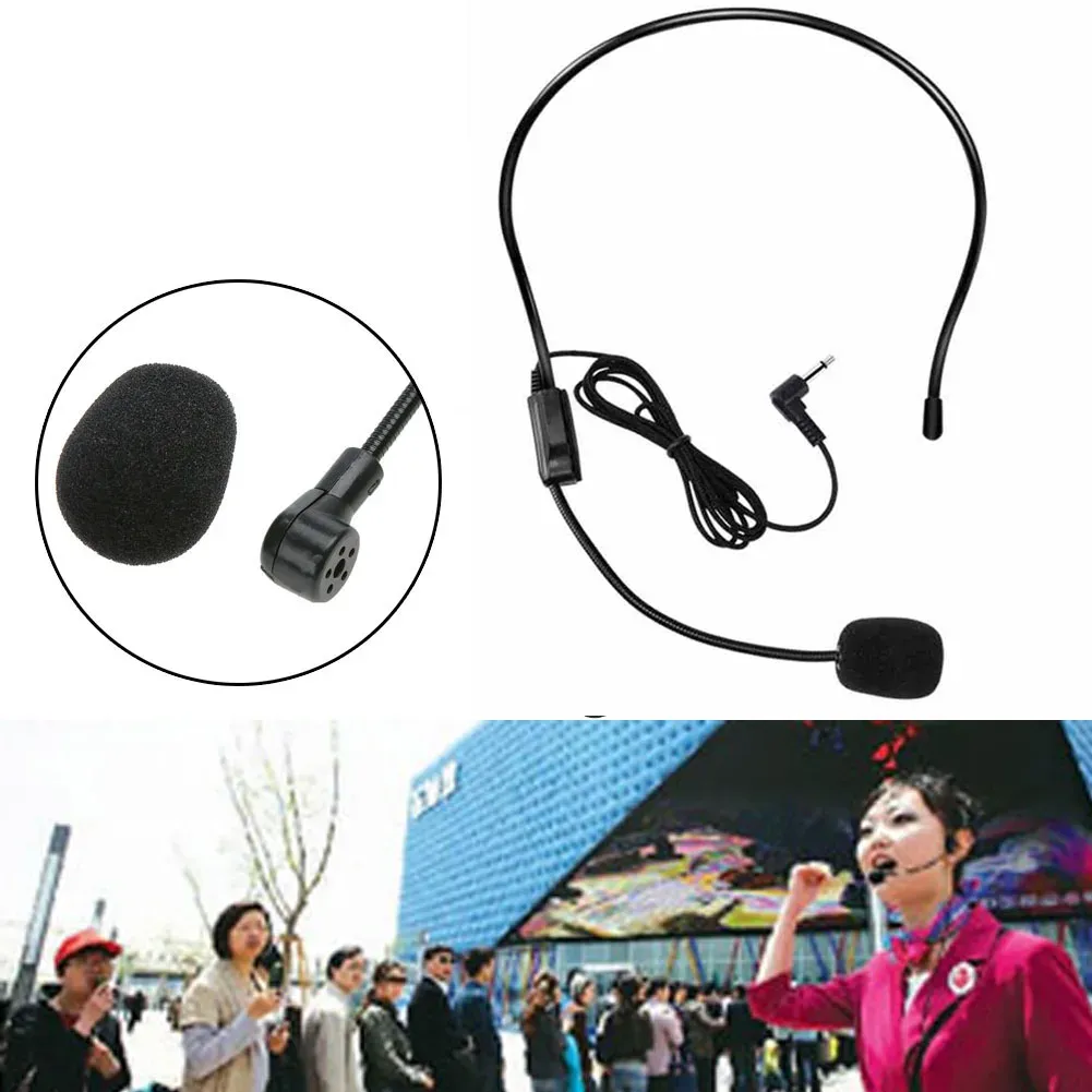 PUJIMAX 3.5mm Head-mounted Wired Loudspeaker Lavalier Microphone Handsfree Teacher Microphone For Teaching Tour Guide_voghion.com