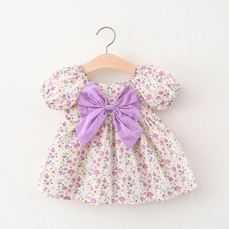 Rochie de vară pentru copii mici, rochie de printesa cu flori roz, mâneci bufante, rochie de ziua de naștere pentru copii fete_voghion.com
