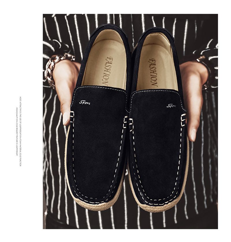 Men's Spring New British Style Lazy Kick on Lefu Trendy Driving Casual Leather Fashion Snail Shoes_voghion.com