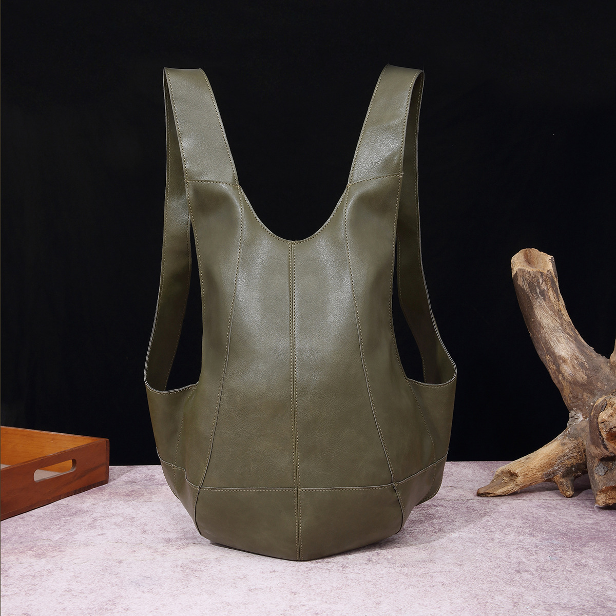 retro Crazy Horse soft leather men's and women's Beetle bag backpack student trendy backpack school bag casual travel bag_voghion.com