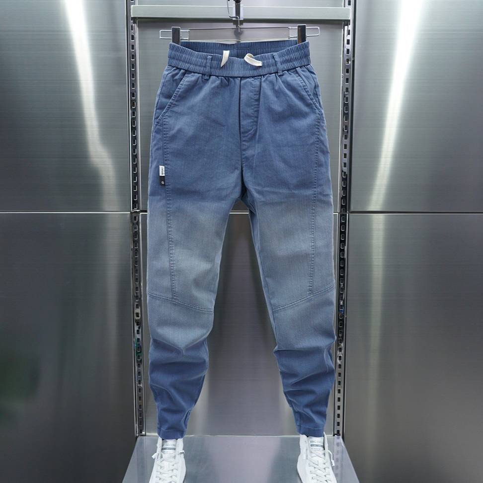 Jeans uomo slim fit tapered stretch jogger con ombré e patchwork_voghion.com
