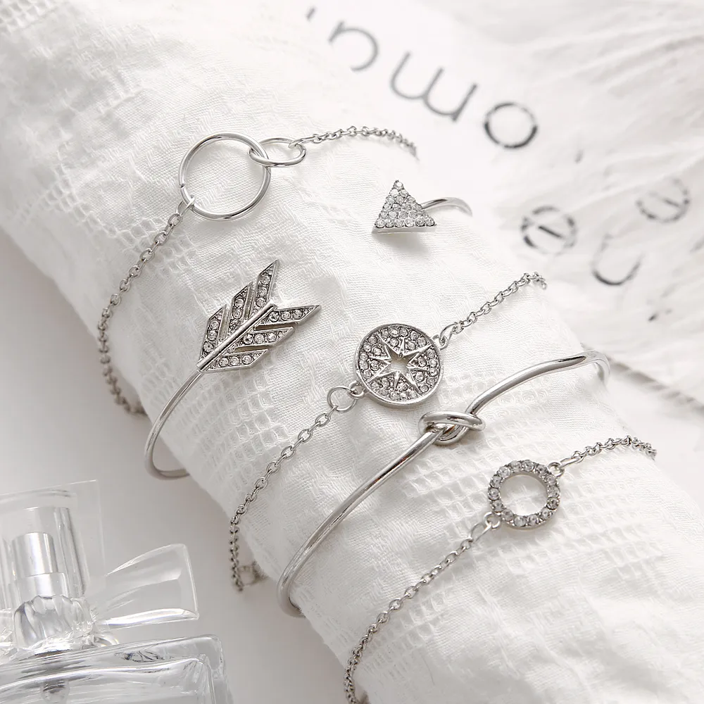 Multilayer Bracelet Set Bohemian Style Crystal Compass Jewelry_voghion.com