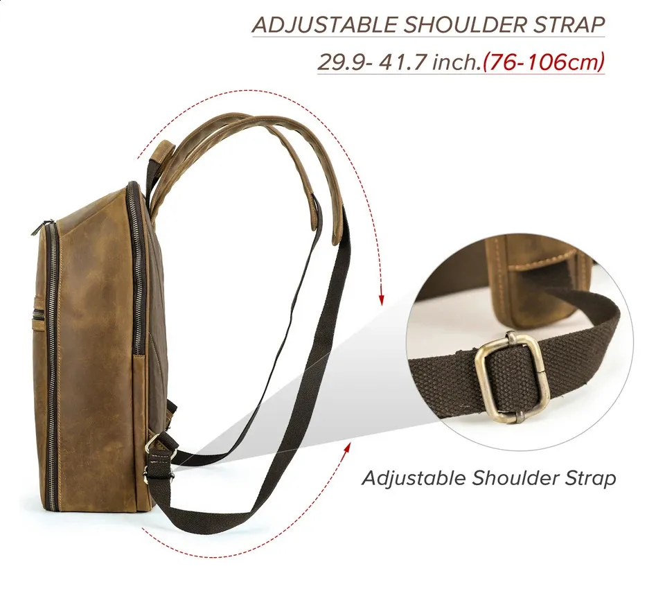 Retro Leather Laptop Backpack For Men Large Capacity Travel Bag_voghion.com