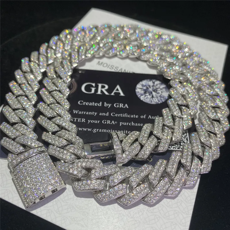 Iced Out Moissanite Cuban Link Chain Necklace For Men Jewelry_voghion.com