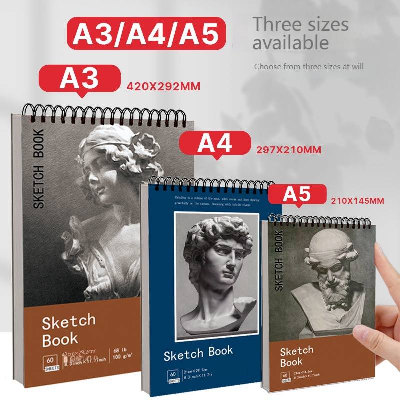Professional Sketchbook For Artists - A4 Thick Paper Drawing Pad, 60 Sheets Blank Sketch Book For Pencil, Charcoal, Watercolor & Mixed Media