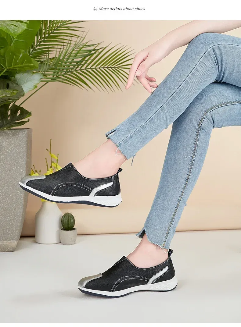 Genuine Leather Women 2024 Spring Autumn Slip-on Casual Flats Woman Fashion Loafer Ladies Shoes atos Mujer_voghion.com