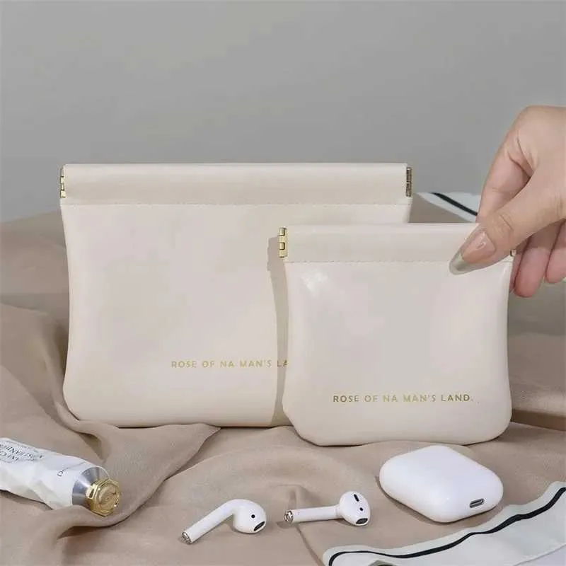 PU-Leder einfache Mini-Lippenstift-Aufbewahrung für Damen, quadratisch, kleine tragbare Make-up-Schlüssel-Organizer-Tasche Y241023_voghion.com