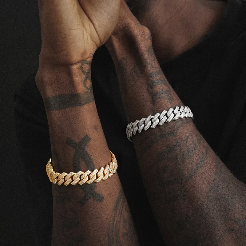 QianJian neue mode 9 zoll hip hop schmuck cuban link kette sterling splitter armbänder moissanite diamant_voghion.com