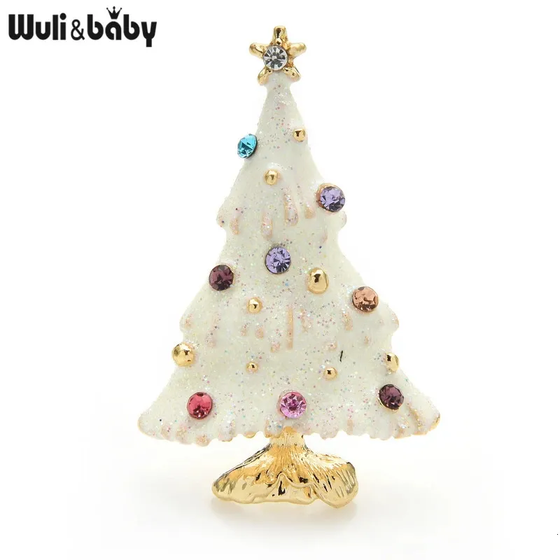 Wuli Baby schneit Weihnachten Broschen Frauen Männer Strass funkelnden Baum Brosche Pins Jahr Geschenke 231109_voghion.com