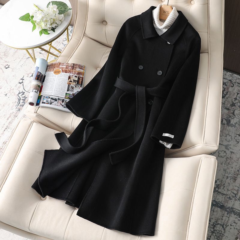 Women's Clothing large size slim women's medium and long new Korean woolen coat double faced cashmere_voghion.com