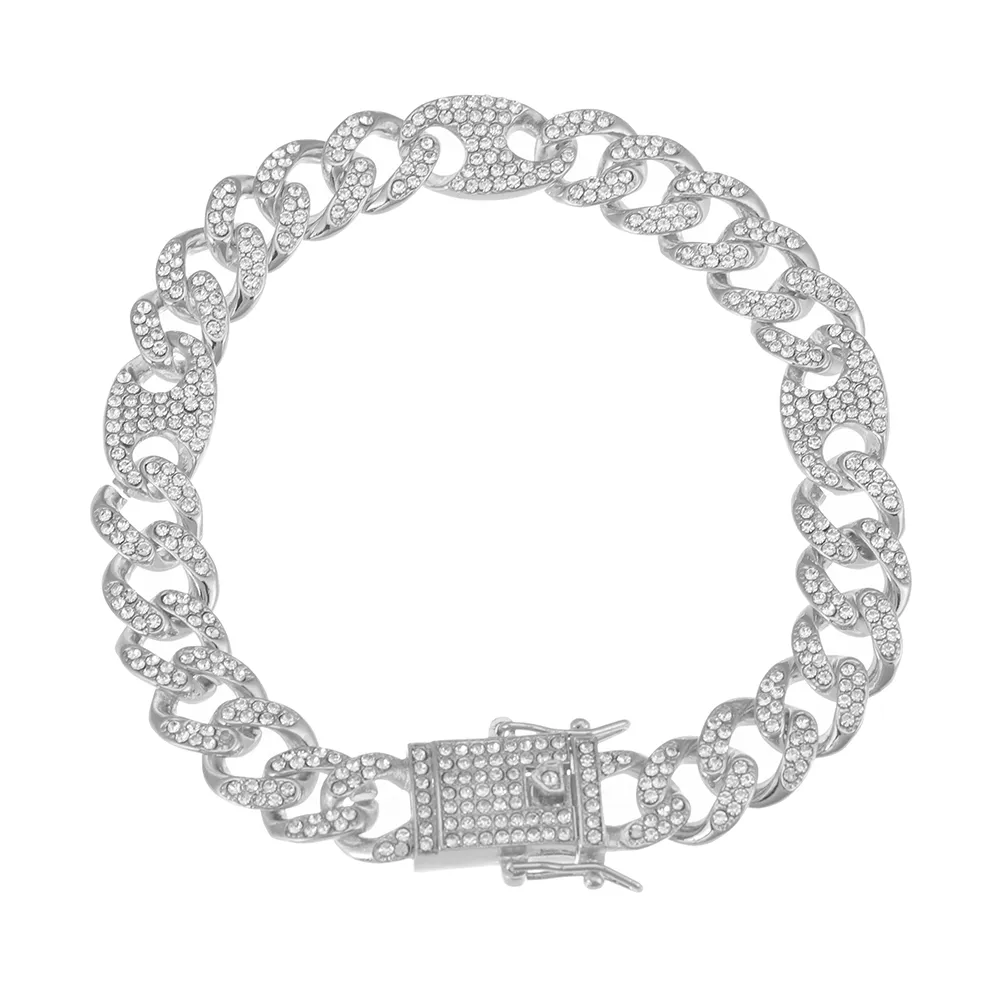 Gargantilla de cadena de eslabones y pulsera con diamantes de imitación y circonita cúbica helada en forma de grano de café brillante para hombre, joyería de estilo hip hop_voghion.com