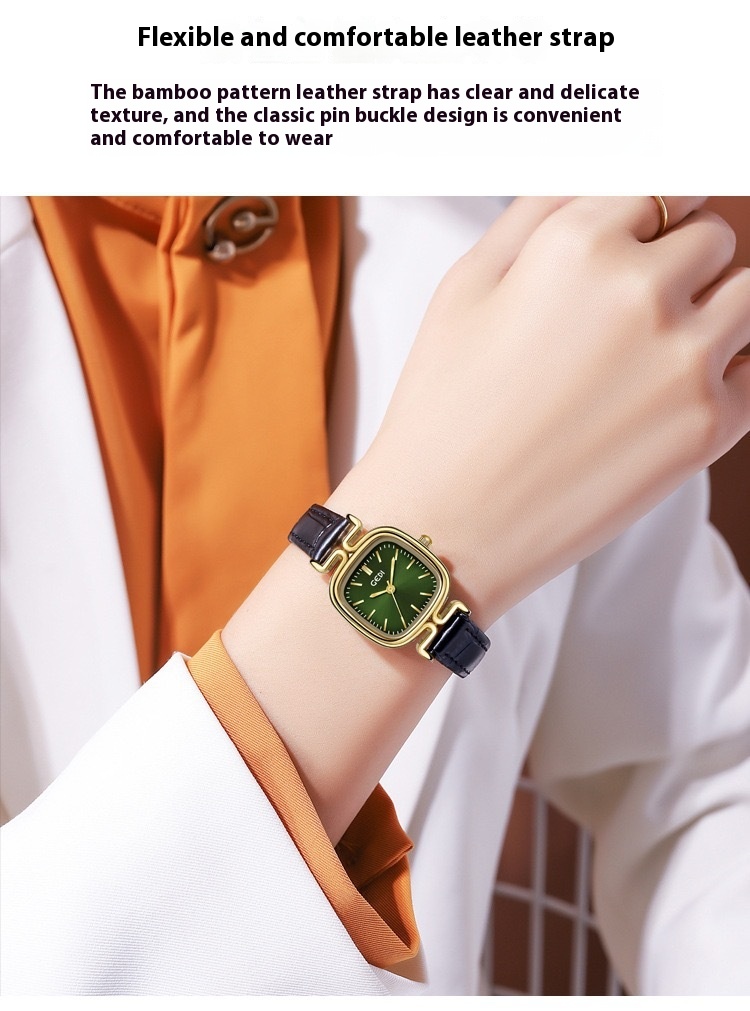 Orologio da polso Gedi/Gedi con quadrante quadrato piccolo in pelle, di nicchia e di alta gamma, orologio da donna con cinturino in acciaio vintage impermeabile_voghion.com