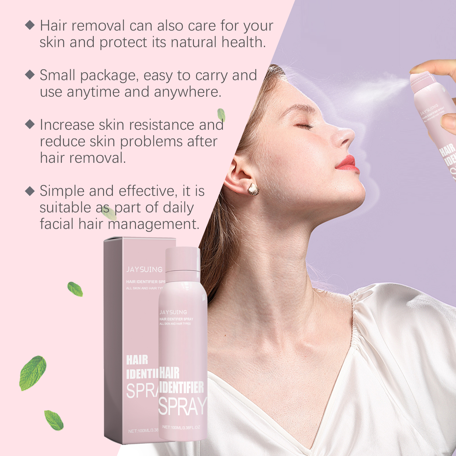 Jaysuing Facial Hair Removal Spray, Easily Softens Hair Facial Cleansing And Gentle Hair Removal Spray_voghion.com