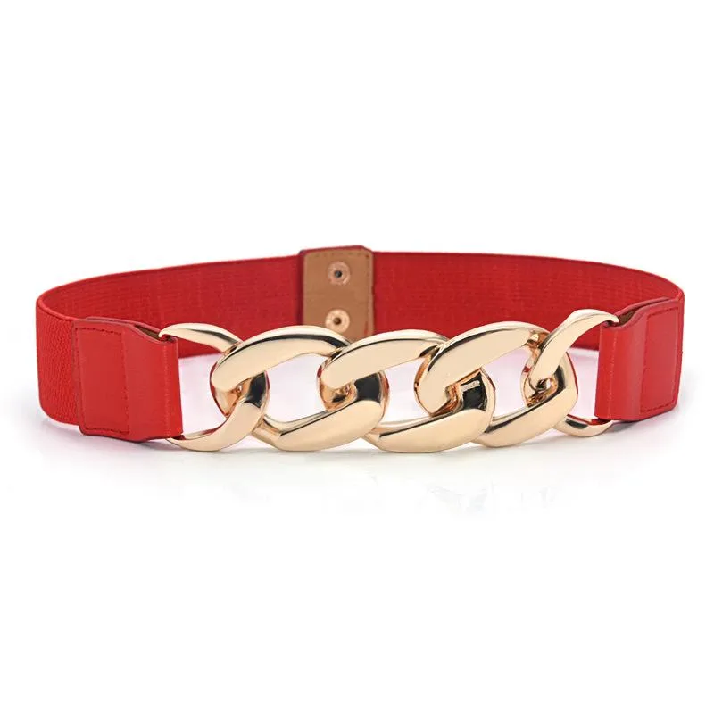 Ceintures chaîne en or ceinture élastique Sier taille en métal pour femmes Ceiture Femme Stretch Cummerbunds dames manteau ceinture_voghion.com