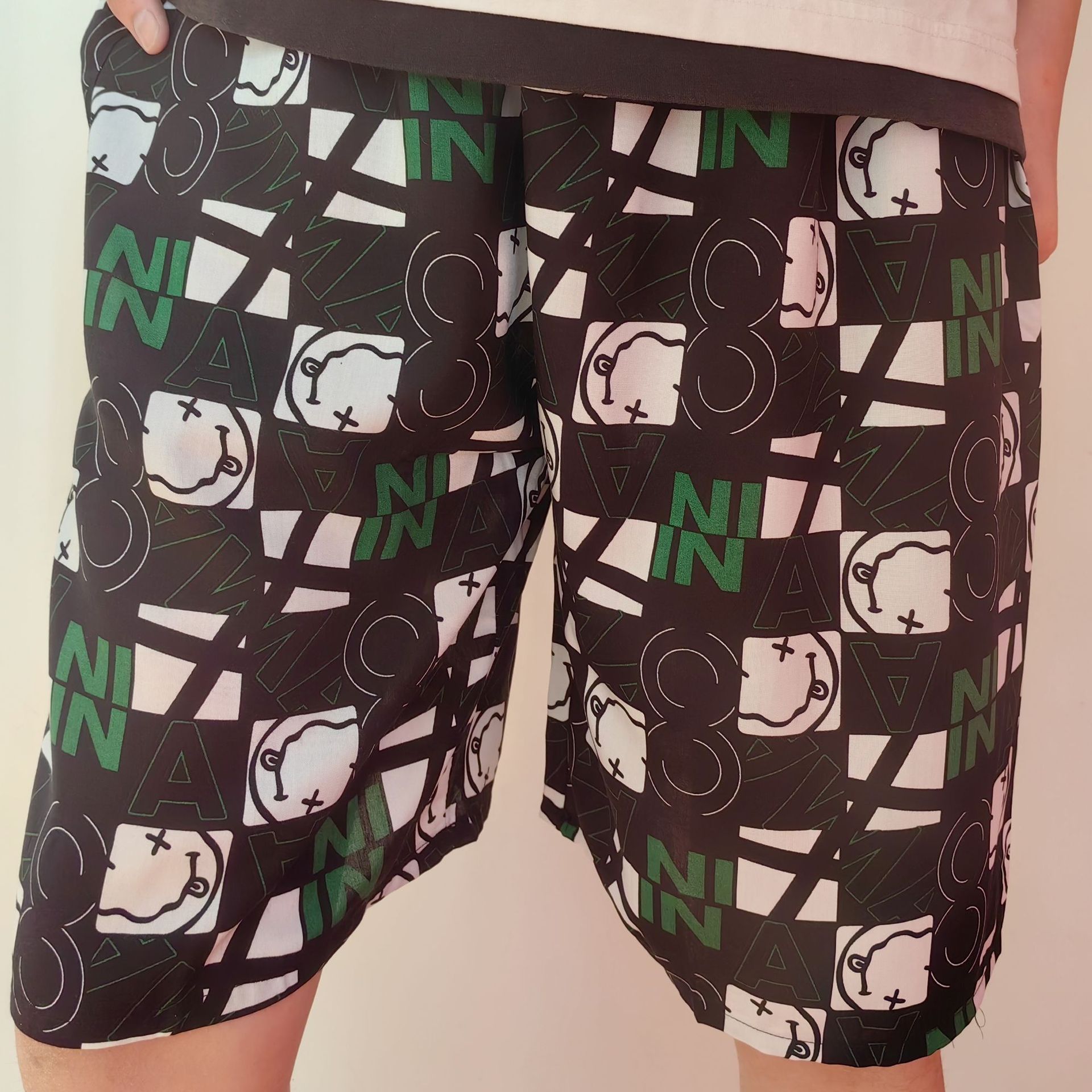 Men's Sleep Cotton pajama pants Thin rayon shorts Baggy plus quarter pants beach pants_voghion.com
