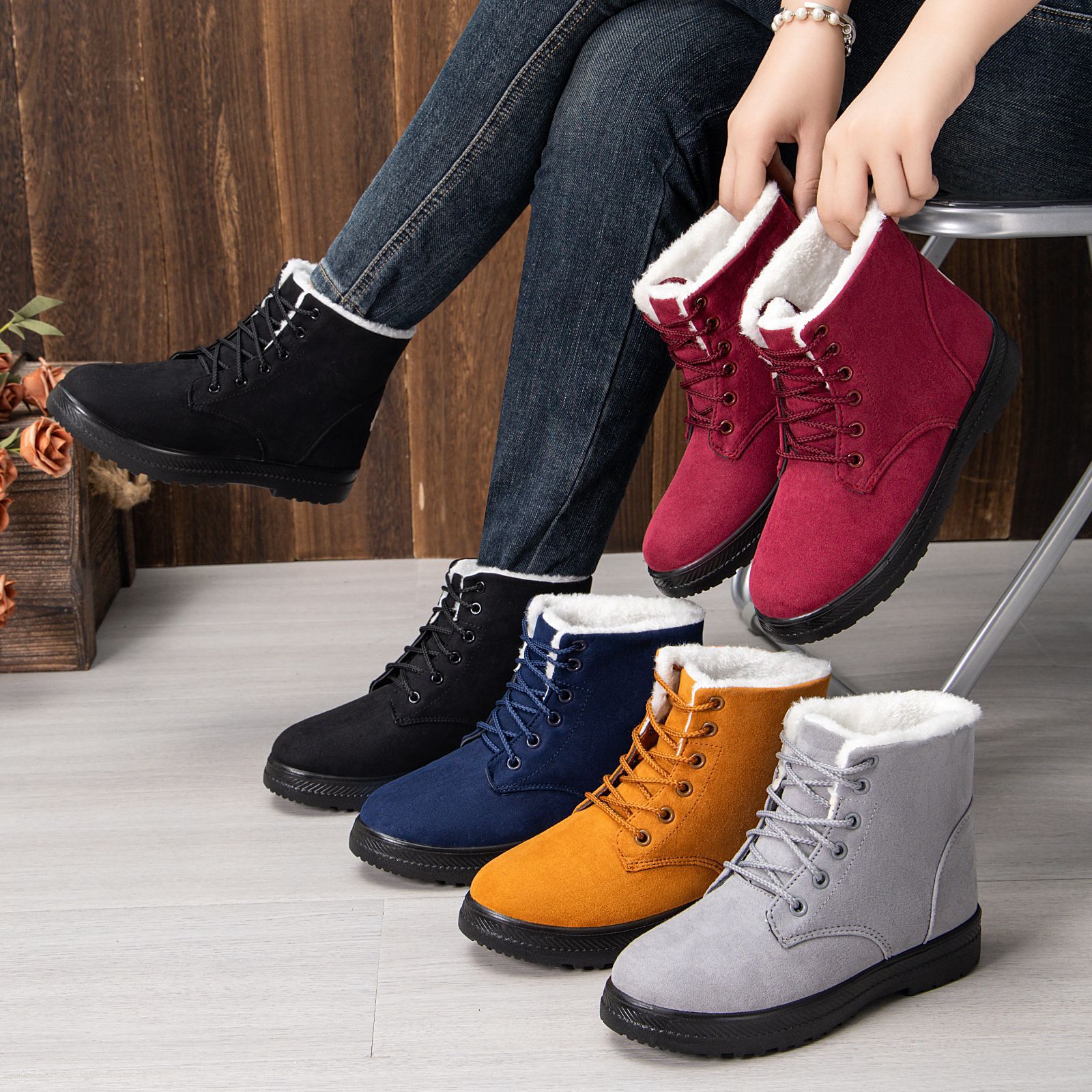 25 Cotton Shoes, Snow Boots, Warm And Versatile Boots, Women’s Fleece And Thickened Cotton Boots