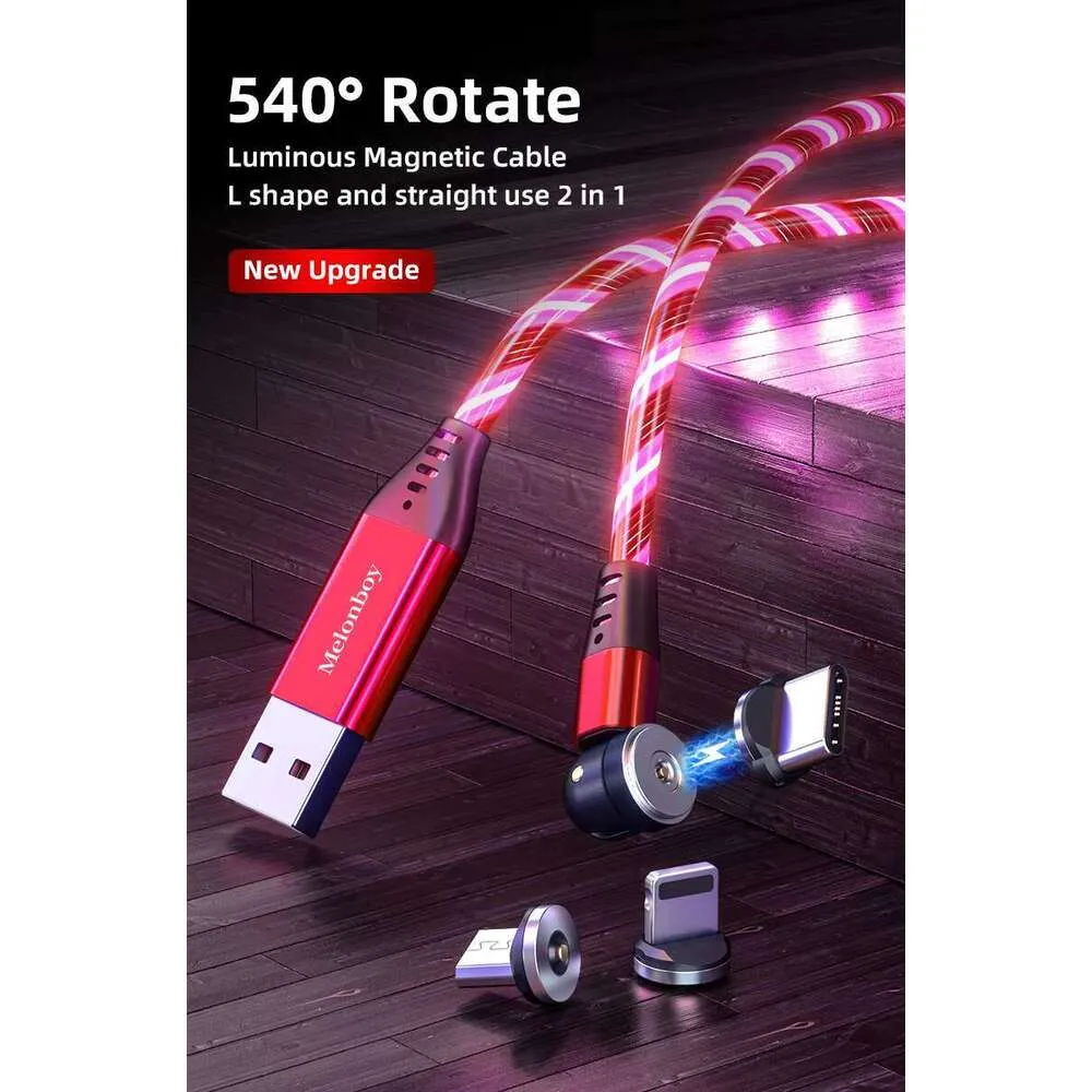 Mobile Accsori 540 Rotating LED Wing Magnetic Charging Cable, Phone Light Emitting USB Cable Charger For Mobile_voghion.com
