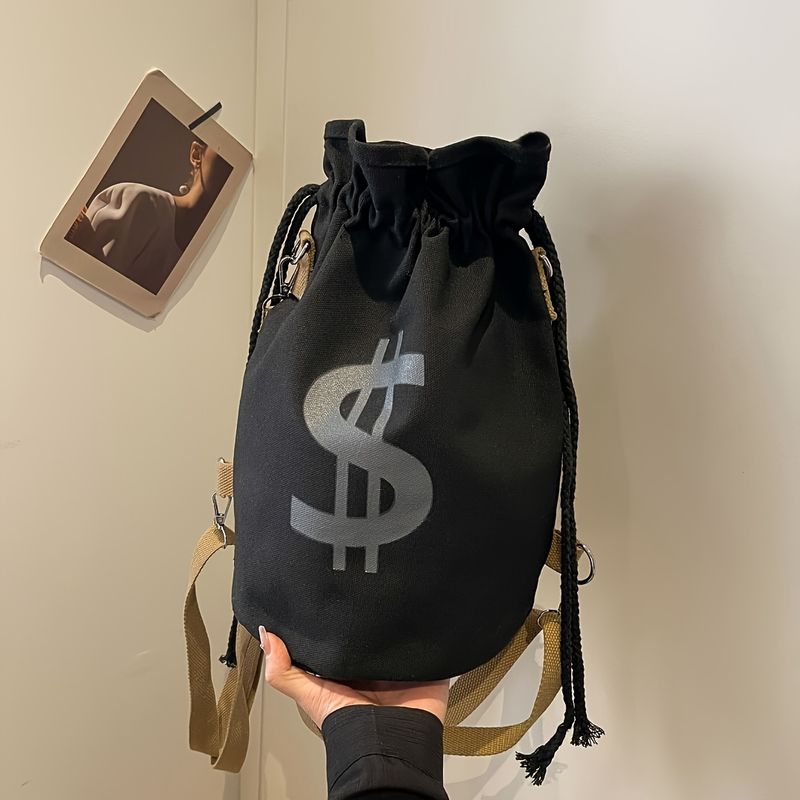 Minimalistischer Eimer-Rucksack im Vintage-Stil mit Kordelzug, geeignet für Reisen, Schule, Arbeit, modischer Freizeit-Canvas-Rucksack_voghion.com