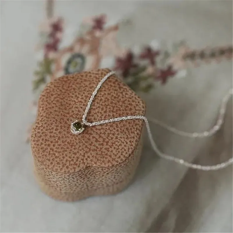 Ketten Moud Gréng Zirkon Charm Anhänger Halskette Fir Fraen Schléissebeen Kette Bijouen Kaddo Choker E058_voghion.com