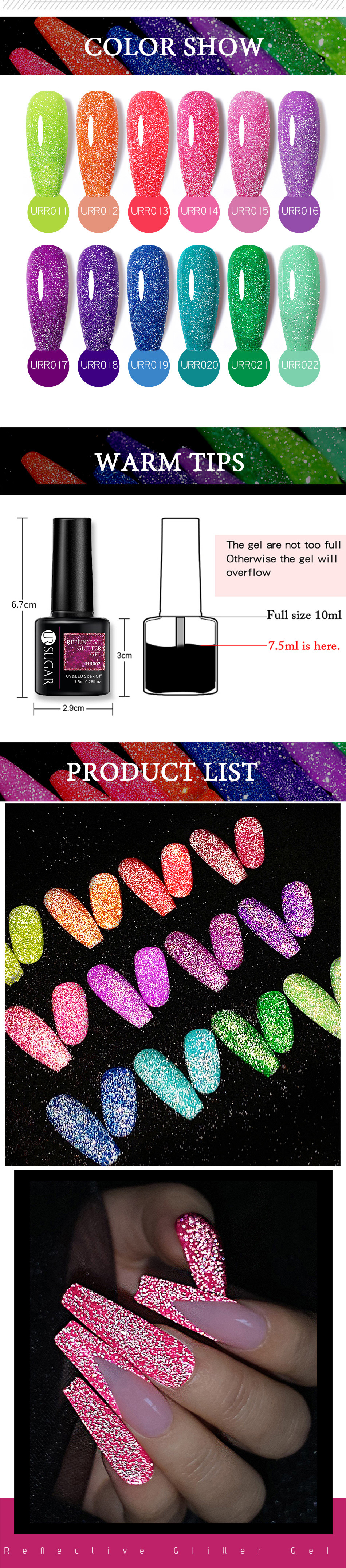 URSUGAR Glittery Disco Diamond Gel – Ultraglänzendes, reflektierendes und fluoreszierendes Nailart-Gel für eine schillernde Maniküre_voghion.com