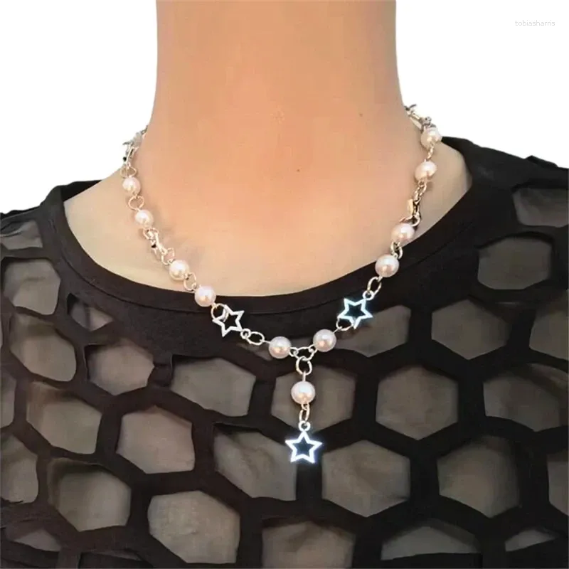 Řetízky Vintage inspirovaný krk Goth Růženec Choker Náhrdelník Šperky Přívěsek s dutými kříži/hvězdným přívěskem_voghion.com