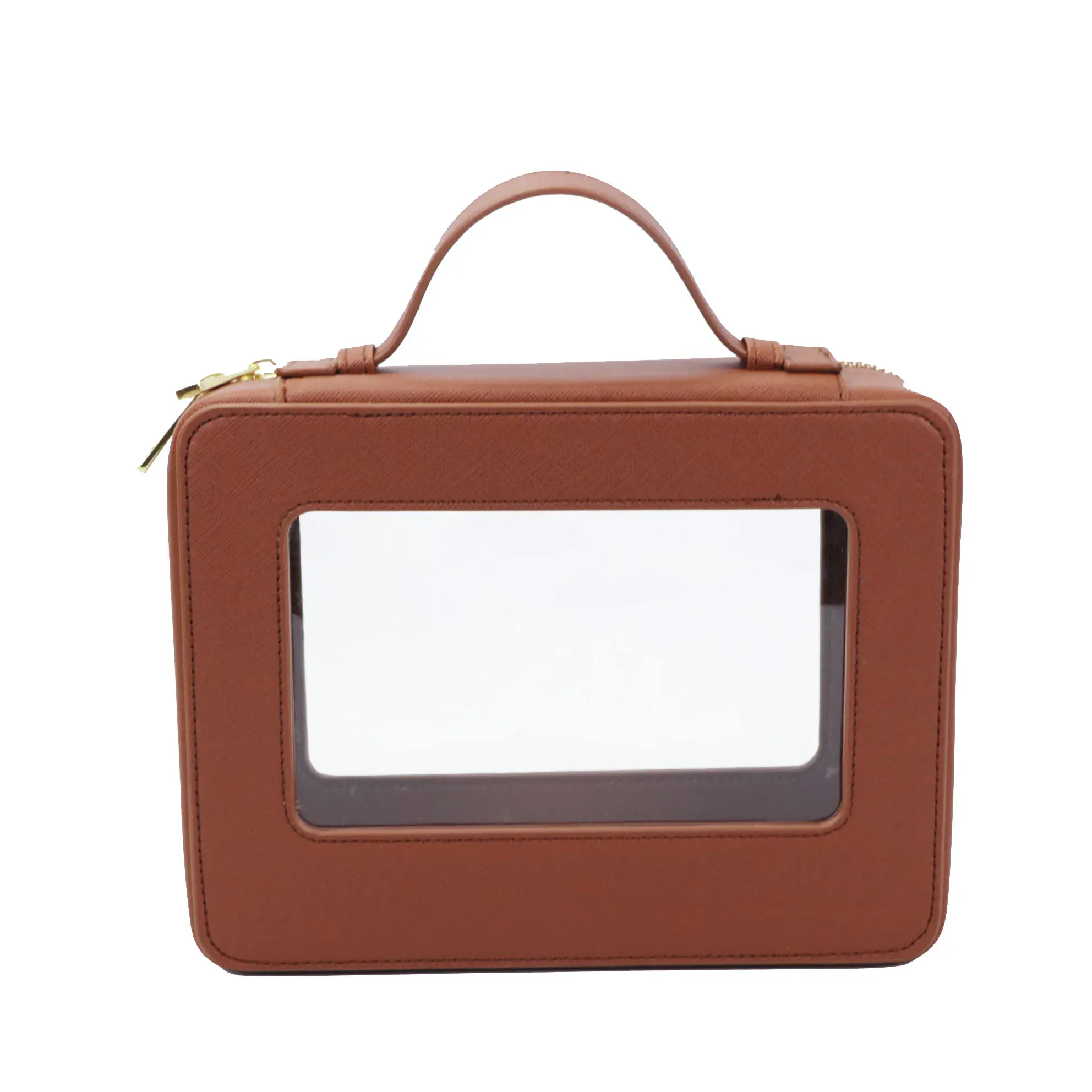 Trousse de toilette personnalisée en cuir véritable, colorée, classique, portable, voyage, transparente, en PVC, cosmétique, TPU_voghion.com