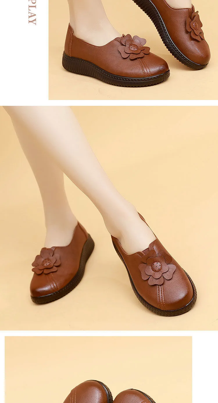 2022 Retro Loafers Frauen Wohnungen Slip auf Frau Frühling Herbst Flach Weiche Mama Casual Schuhe Schwarz_voghion.com