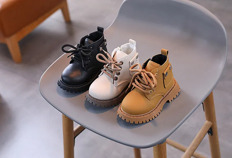 Kids PU Leather Fashion Winter Children's Boys Girls Anti Slip Happysteps Toddler Short Snow Boots Sizes US1C-US13C_desvips.com